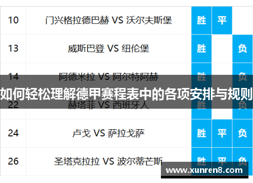 如何轻松理解德甲赛程表中的各项安排与规则